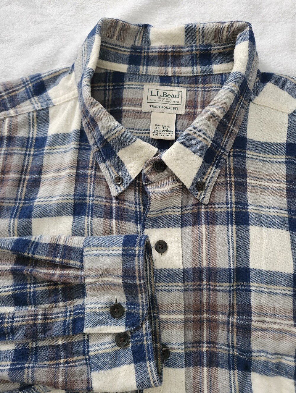 L.L. BEAN Scotch Plaid Flannel Shirt Traditional Fit XXL Tall Cozy Cabincore